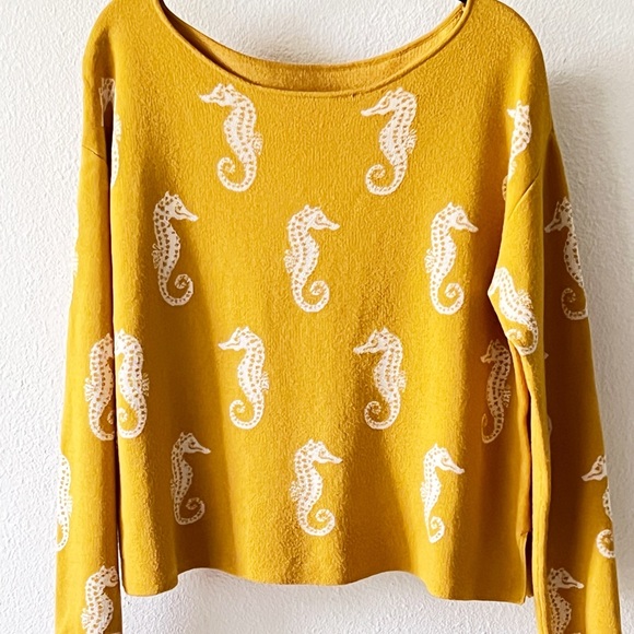 Anthropologie Maeve Seahorse Women's Yellow Women's Sweater Size Small - Picture 16 of 16